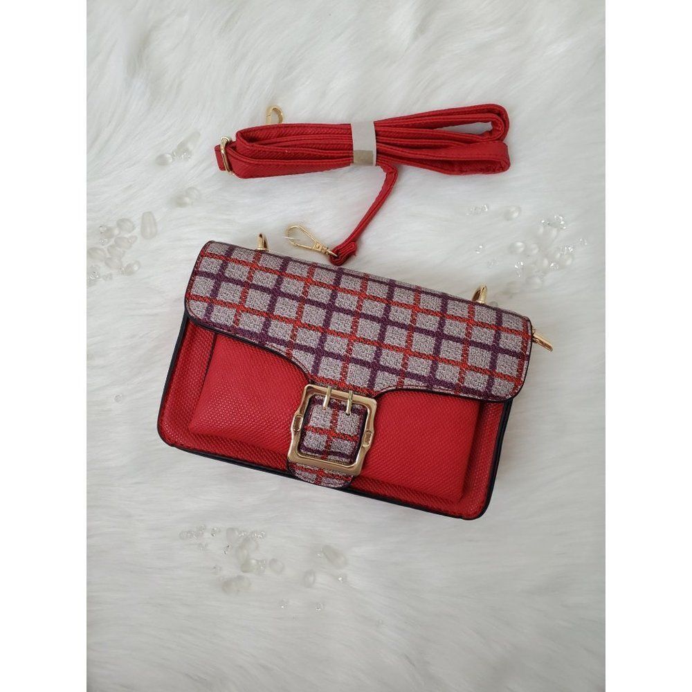 KARIA red crossbody bag tattersall pattern